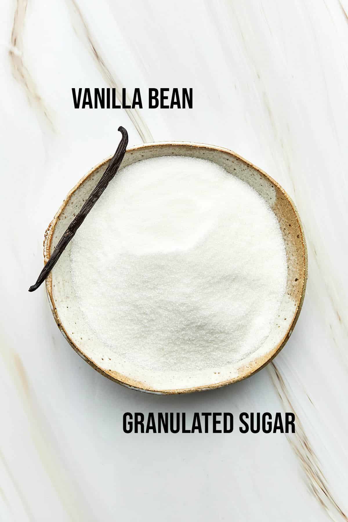Vanilla sugar ingredients with labels.
