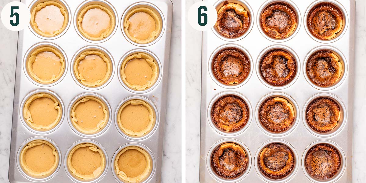 Tarts steps 5 and 6, before and after baking.