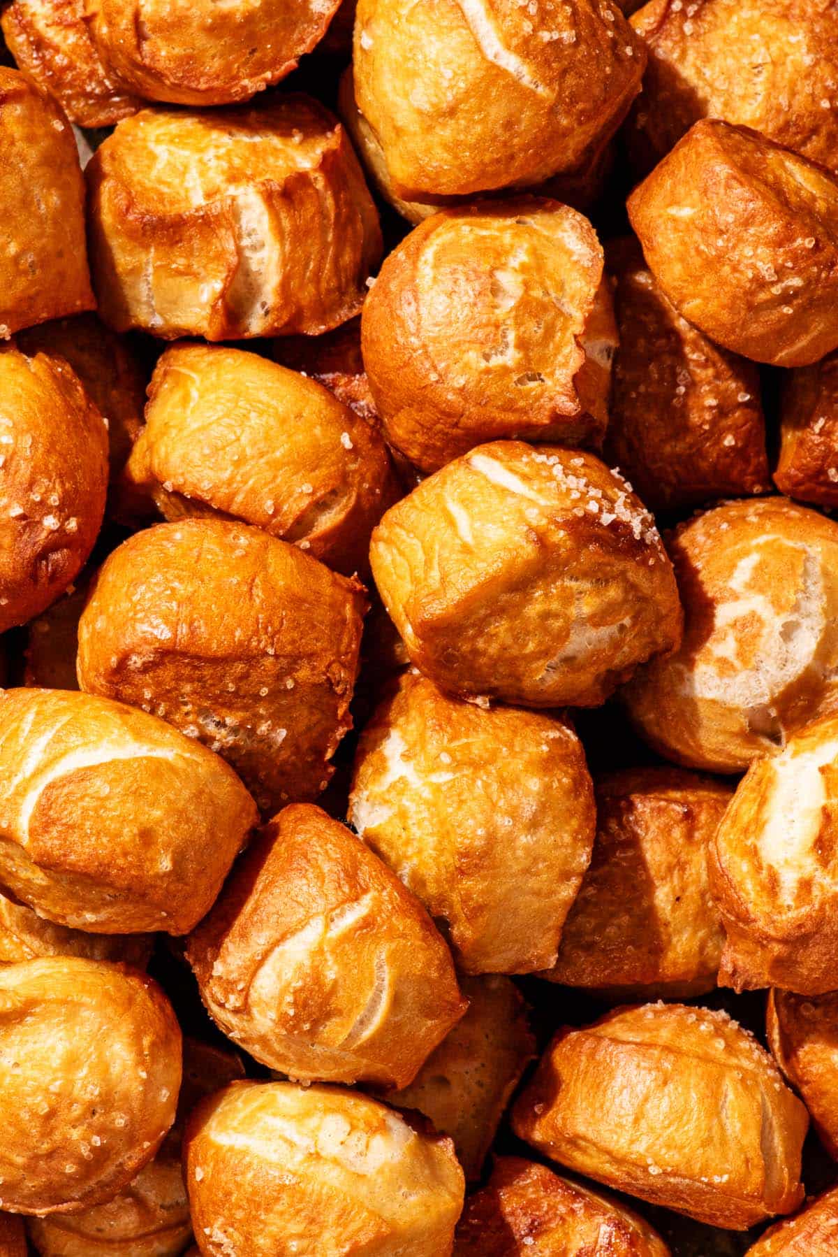 Pretzel bites close up.